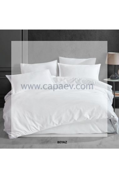 Beyaz Eco Saten Nevresim Takımı